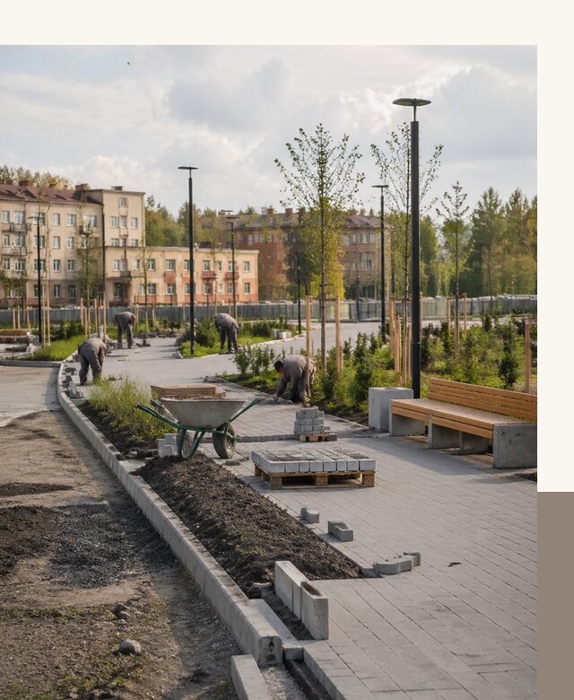 Благоустройство сквера в Боровичах с проектированием и реализацией